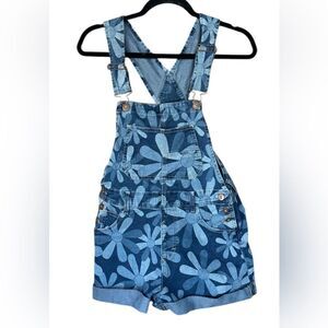 No Boundaries Floral Denim Teen Shortalls Overalls. Size Small (3-5) Juniors EUC